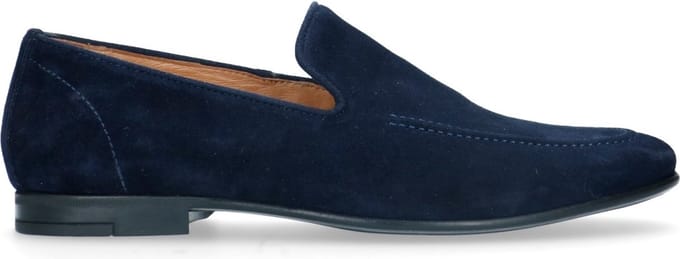 Manfield - Heren - Blauwe suède loafers - Maat 43