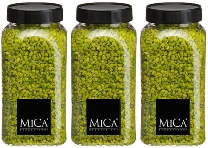 Mica Decorations decoratie stenen/granulaat - 3x - 650ml - groen - hobby steentjes