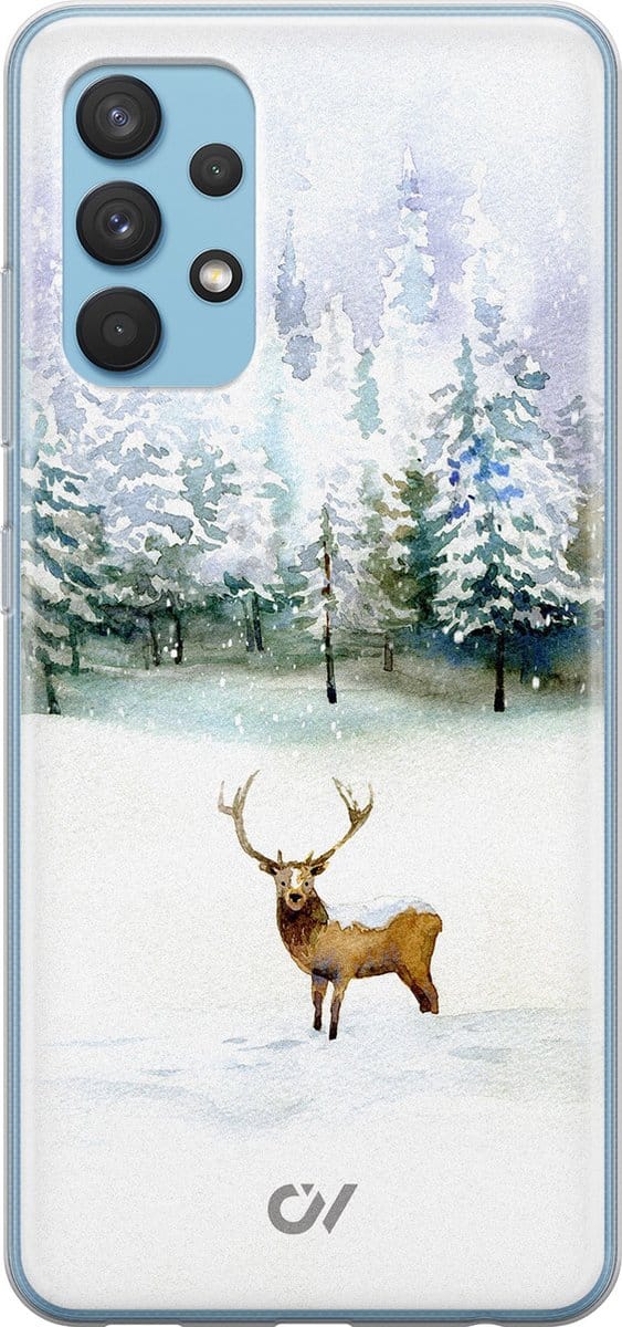 Hoesje geschikt voor Samsung Galaxy A32 4G - Rendier - - Wit - - Casevibes