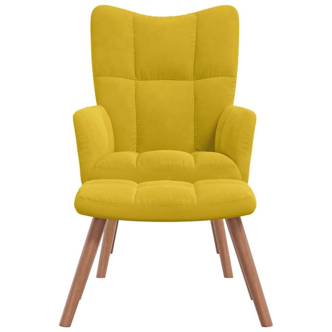 Vidaxl Fauteuil Met Voetenbank, Mosterdgeel, Bekleed Met Fluweel