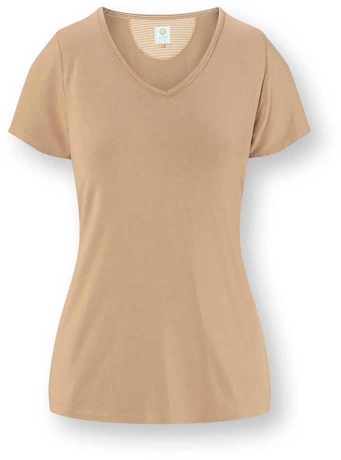 Pip Studio - Toy Pyjama t-shirt - Korte mouw Dames - Loungewear - Solid - Zand - XXL