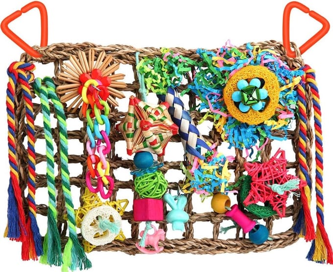 Somstyle Vogelspeelgoed Set - Vogelkooi Speelgoed Parkiet & Papegaai - Zeegras Muur - Multicolor