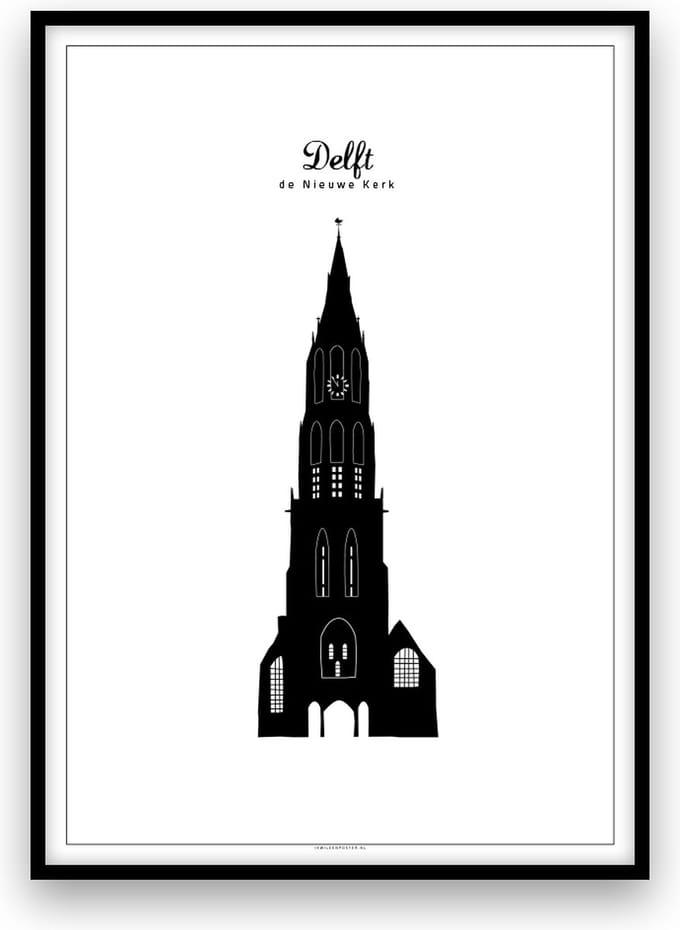 Delft stadposter - Zwart-wit