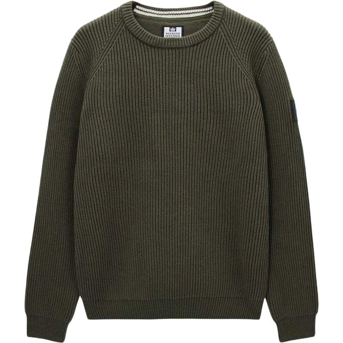 Weekend Offender Heren Morello Ribgebreide Trui (Groen)
