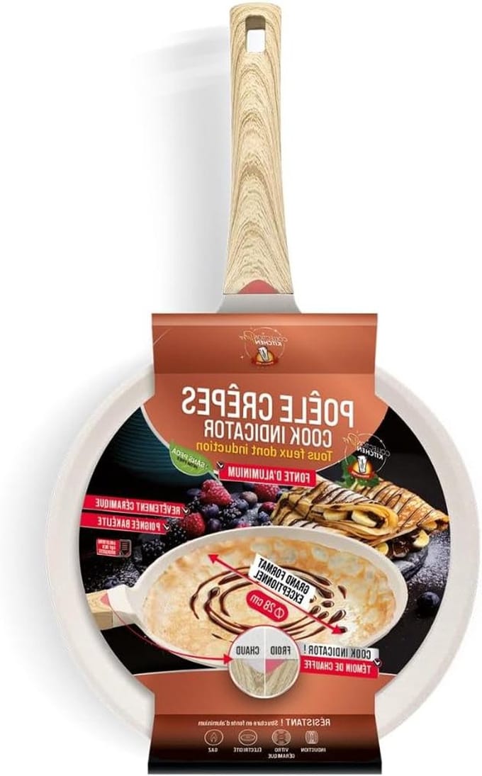 Pannenkoekenpan - Koekenpan - Lekker Koken - Verwarmingsindicator - 28 cm - Roestvrij staal