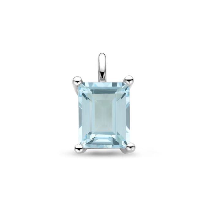 Zilveren gerhodineerde hanger sky blue topaas 14,5 mm - 1340976