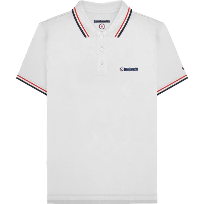 Lambretta Heren SS25 Twin Tip Poloshirt (Wit, Rood, Marine)