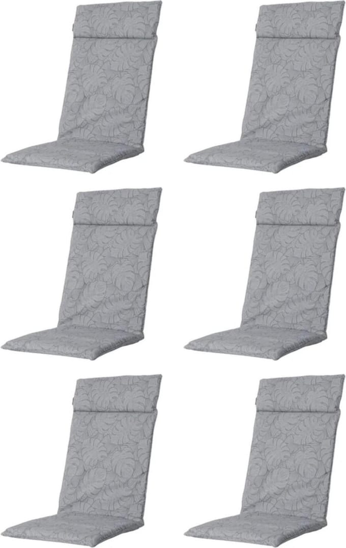 Madison - Tuinkussen - Lage Rug - 6 st - Outdoor Palm Grey - 105x50cm
