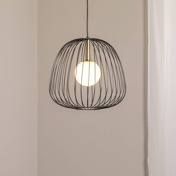 SIGMA Hanglamp Bell M, Ø 33 cm, 1-lamp, zwart/goud/wit