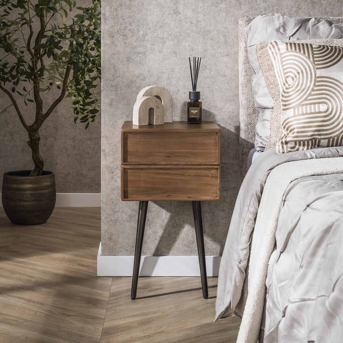 Nachtkastje Lio Acacia Drift Brown 2 Lades