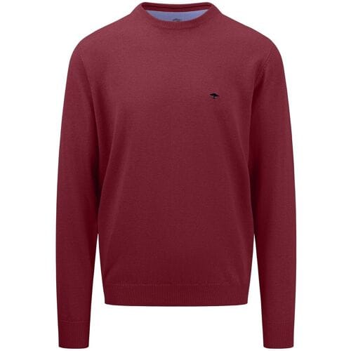 Fynch-Hatton Trui Uni Color O-Neck Superfine Cotton Ruby Red / male