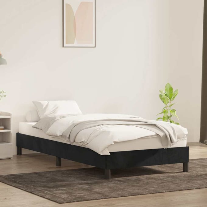 vidaXL - Bedframe - zonder - matras - 90x220 - cm - fluweel - zwart