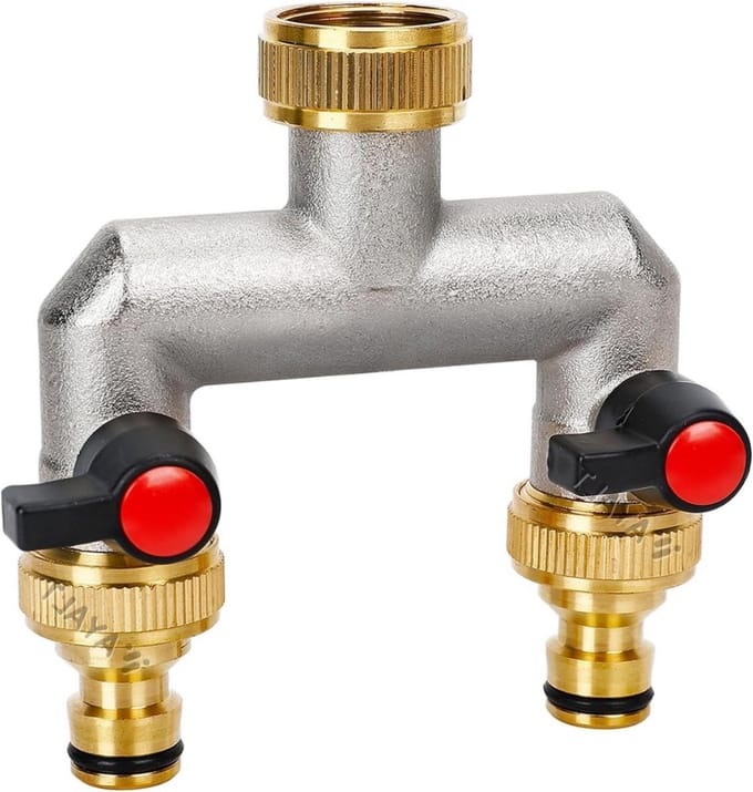 Dailygoods - 2-Weg Waterkraan Waterverdeler - Messing Aansluiting