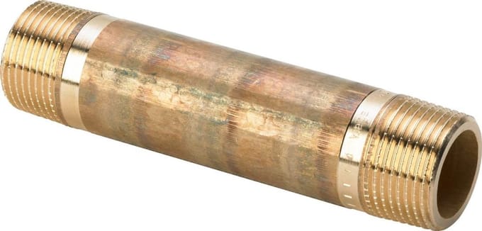 Viega Lange nippel, R 3/4, L 60 rood messing of siliciumbrons, verchroomd Model 3530, 447601