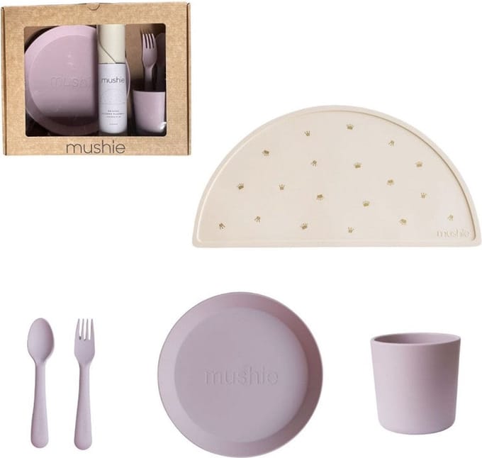 Mushie Giftbox Kinderservies Rond - Soft Lilac
