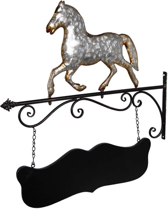 Clayre & Eef Uithangbord Paard 66x3x67 cm Grijs Metaal