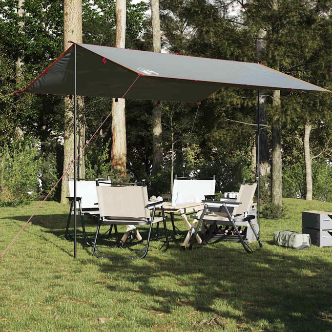 vidaXL - Kampeerluifel - waterdicht - 360x294 - cm - grijs - en - oranje