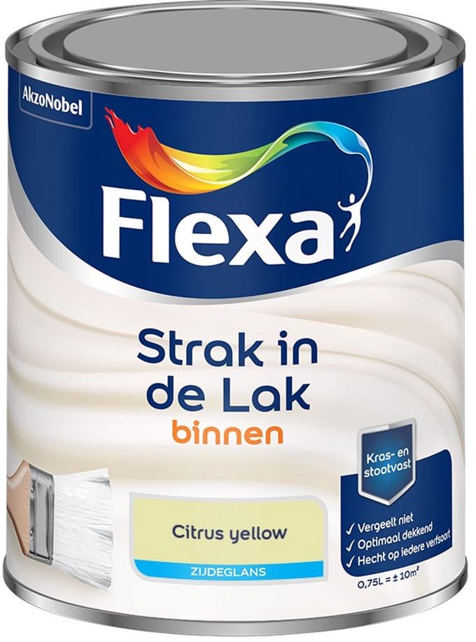 Flexa - Strak In De Lak Binnenlak Zijdeglans - Citrus Yellow - Mengverf - 750 Ml