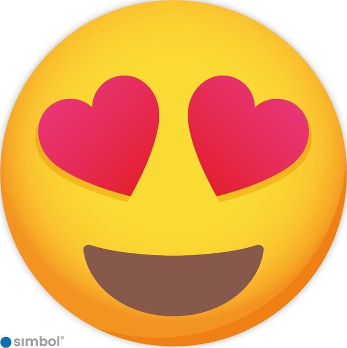 Simbol Sticker Emoticon Verliefd - Hartjes ogen - Duurzame kwaliteit - ø 5 cm