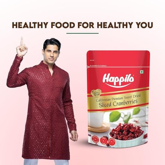 Canneberges californiennes séchées et sucrées en tranches de qualité supérieure Happilo, 200 g red
