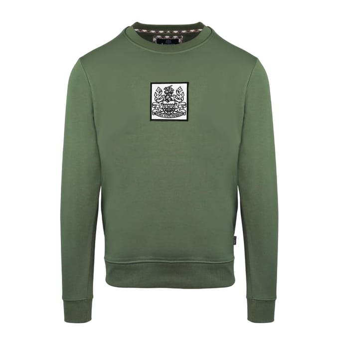 Aquascutum Heren geribbeld sweatshirt (Militair Groen)