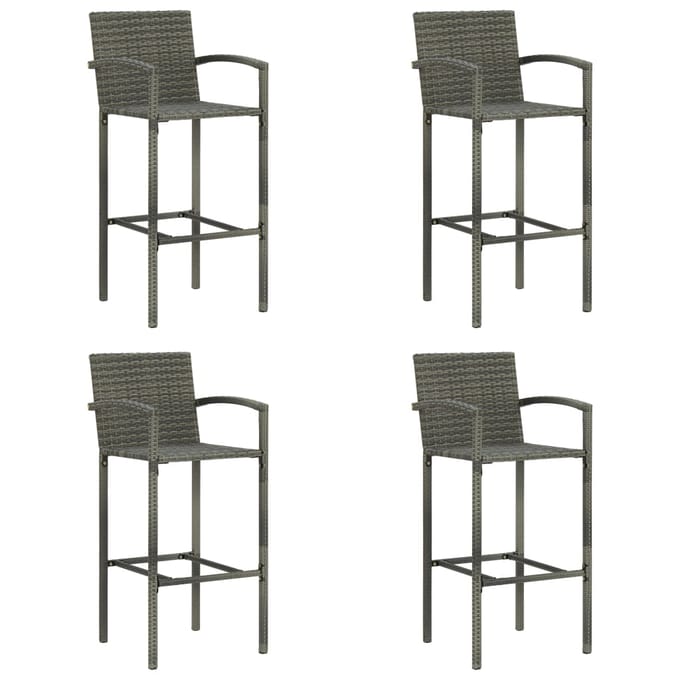vidaXL - Barkrukken - 4 - st - poly - rattan - grijs