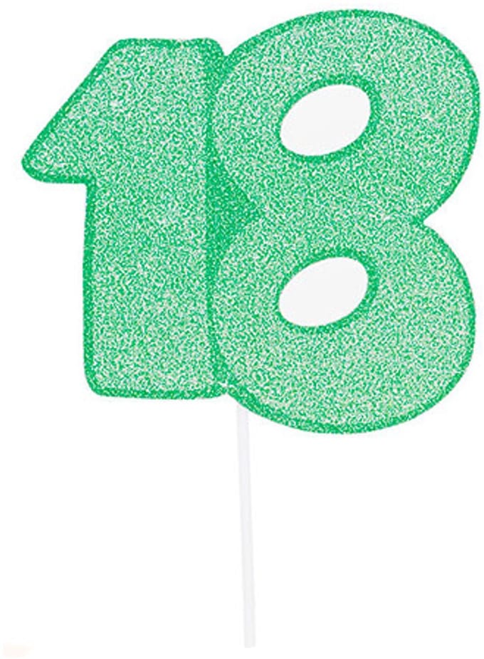 GIVI ITALIA SRL - Maxi taarttopper karton cijfer 18 groen glitter 31 cm voor taart