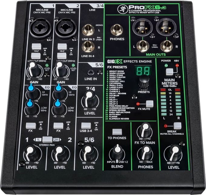 Mackie ProFX6v3 Console-mengpaneel Aantal kanalen:6