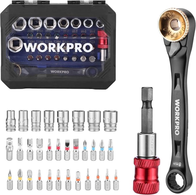 Mini Ratelset - Schroef Bit Set - Krappe Ruimtes - 72 Tands Mechanisme - 10.5 cm Lengte - Zwart