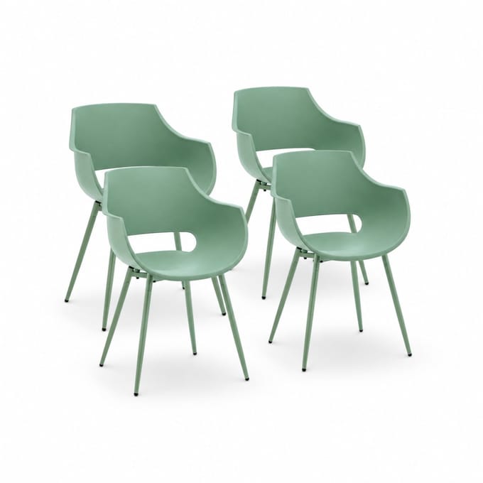 DS4U® - Louis tuinstoel - Set van 4 - Groen - Kunststof - Kuipstoel
