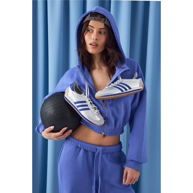Dames DSGN Studio Sport Boxy Crop Zip Through Hoodie | Cornflower | Maat: Medium