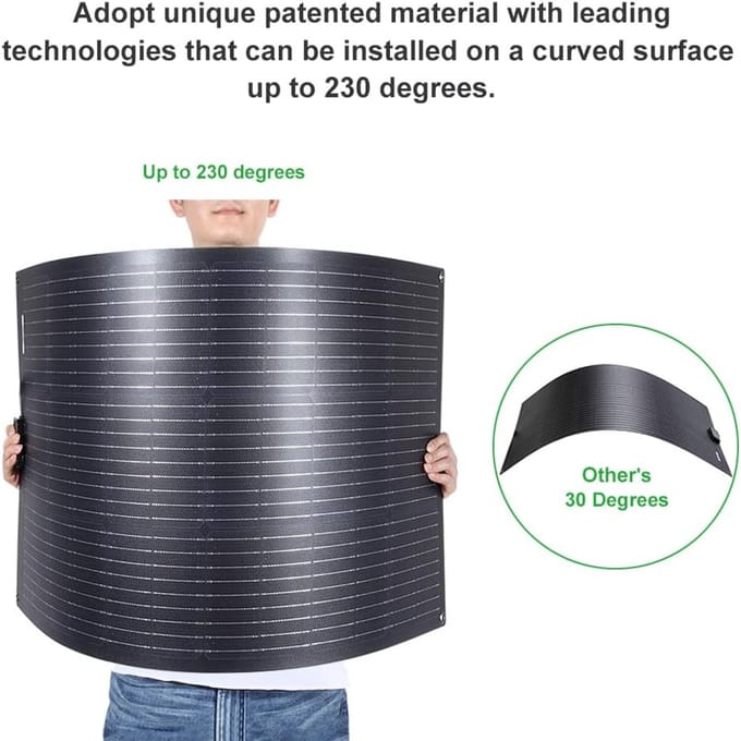 Flexibel Zonnepaneel 100W 12V ETFE Zwart voor Camper, Boot en Camping - Hoge Efficiëntie