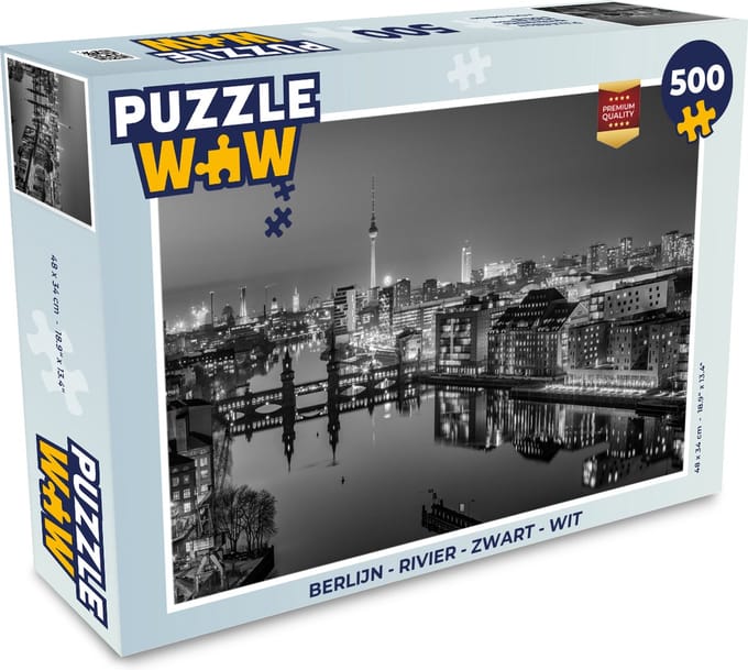 Puzzel Berlijn - Rivier - Zwart - Wit - Legpuzzel - Puzzel 500 stukjes