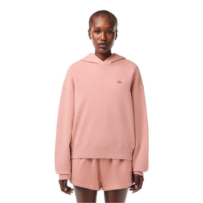 Lacoste Dames/Dames Geborduurde Logo Oversized Hoodie (Roze)