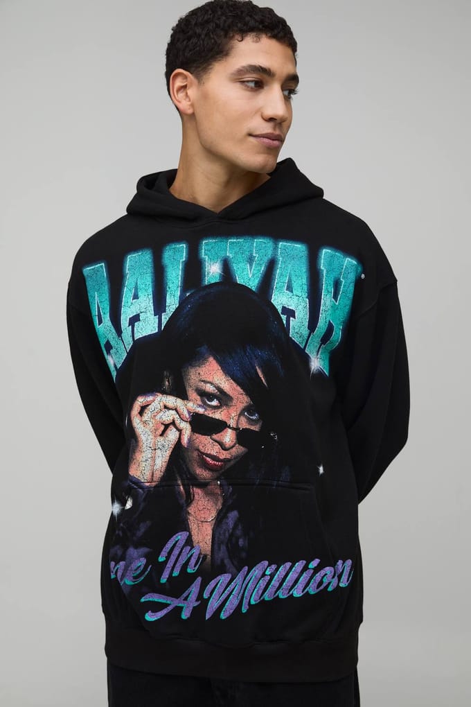 Oversized Aaliyah License Bedrukte Hoodie | Black | Size 2XL