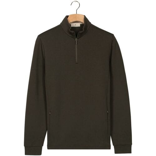 Thomas Maine Trui Uni Color Sweat Half Zip Donker Groen / male