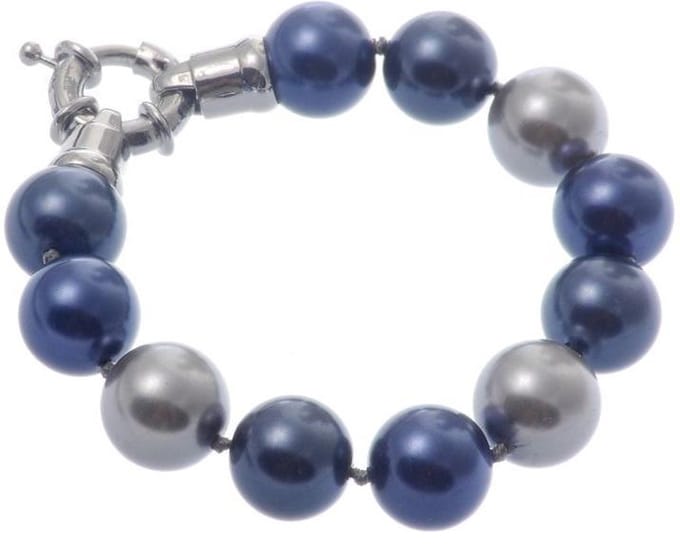Behave - Armband met glasparels blauw grijs - Statement bij avondlook