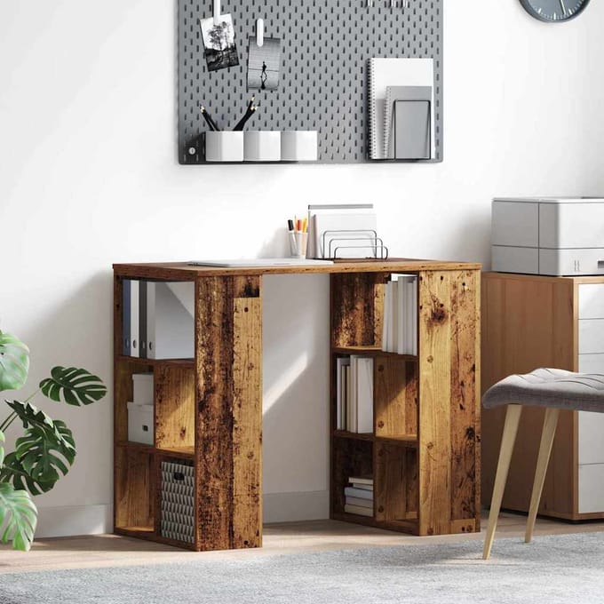 vidaXL - Bureau - Oud - Hout - Bewerkt - hout - 90 - x - 50 - x - 75 - cm