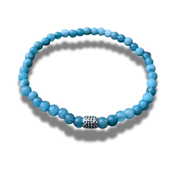 Armband - natuursteen - Chalcedoon - 4 mm - lengte 18,5 cm - zilverkleurig element - chalcedone