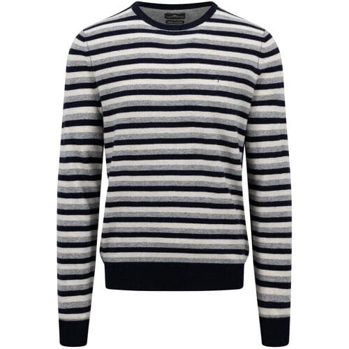 Fynch-Hatton Trui O-Neck Merino Cashmere Fine Stripe Navy / male