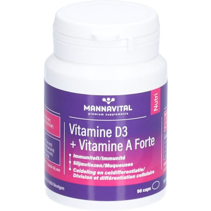 Mannavital Vitamine D3 + vitamine A forte 90 Capsules