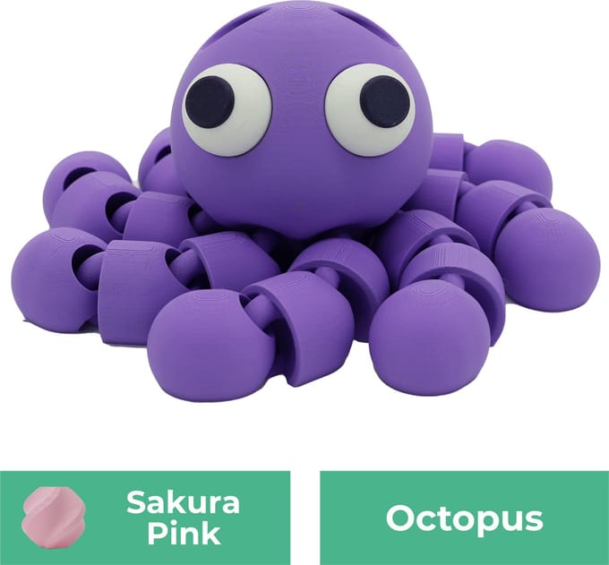 Flexibele octopus beeld – Decoratief beeld - Sakura Roze - 3d geprinte beeld – Unieke woondecoratie - 25CM