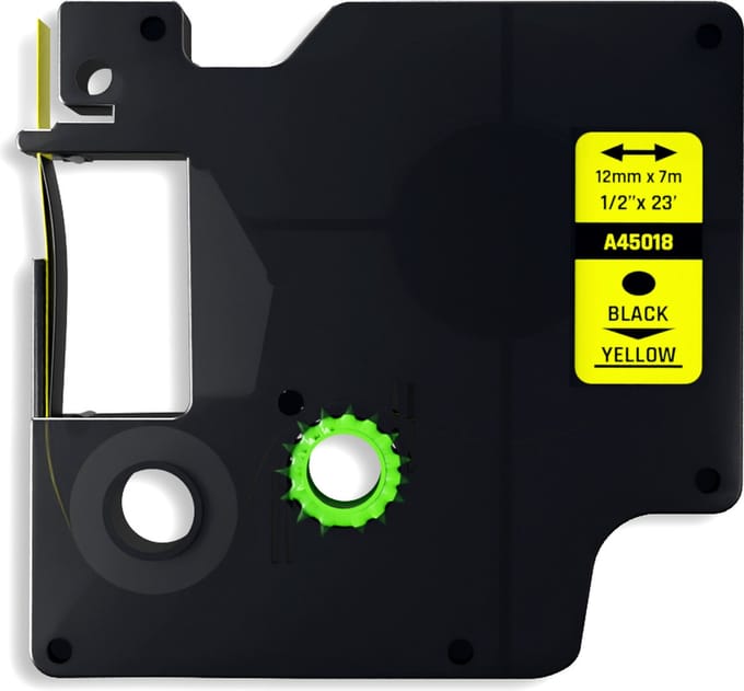 Dymo D1 compatible 45018 (S0720580) tape - Zwart op geel - 12 mm x 7 m