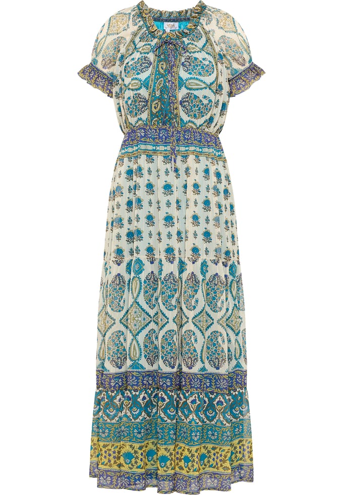 usha Maxi-jurk met all-over print Dames Blauw Veelkleurig