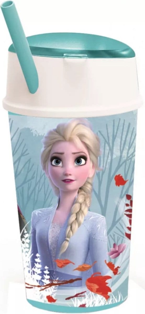 Disney Frozen Snackbeker - Drinkbeker met Rietje - 400 ml