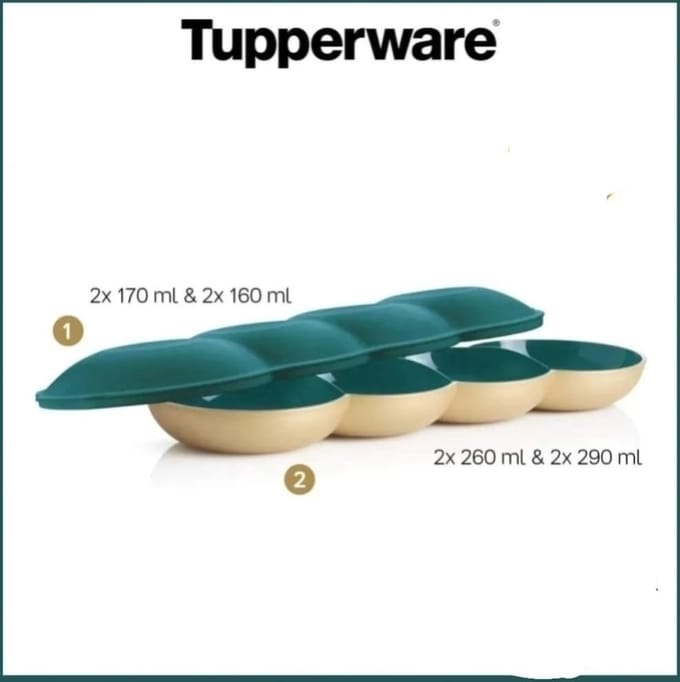 Tupperware Allegra tapasschaal set Groen /Goud