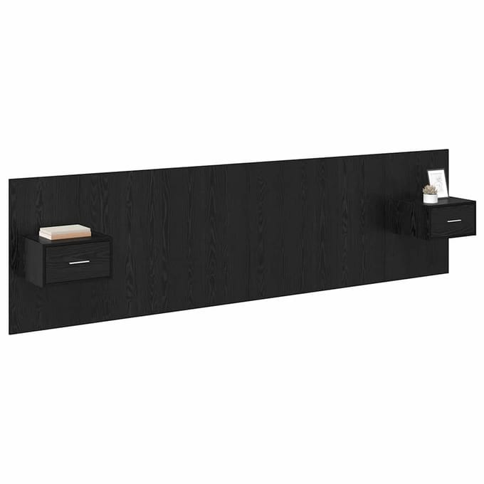 vidaXL - Hoofdeinde - Met - Kast - 3 - st - Zwart - Eiken - Bewerkt - hout