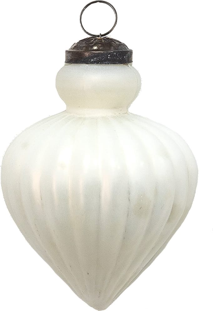 Clayre & Eef Kerstbal Overig Ø 8 cm Wit Glas Kerstballen