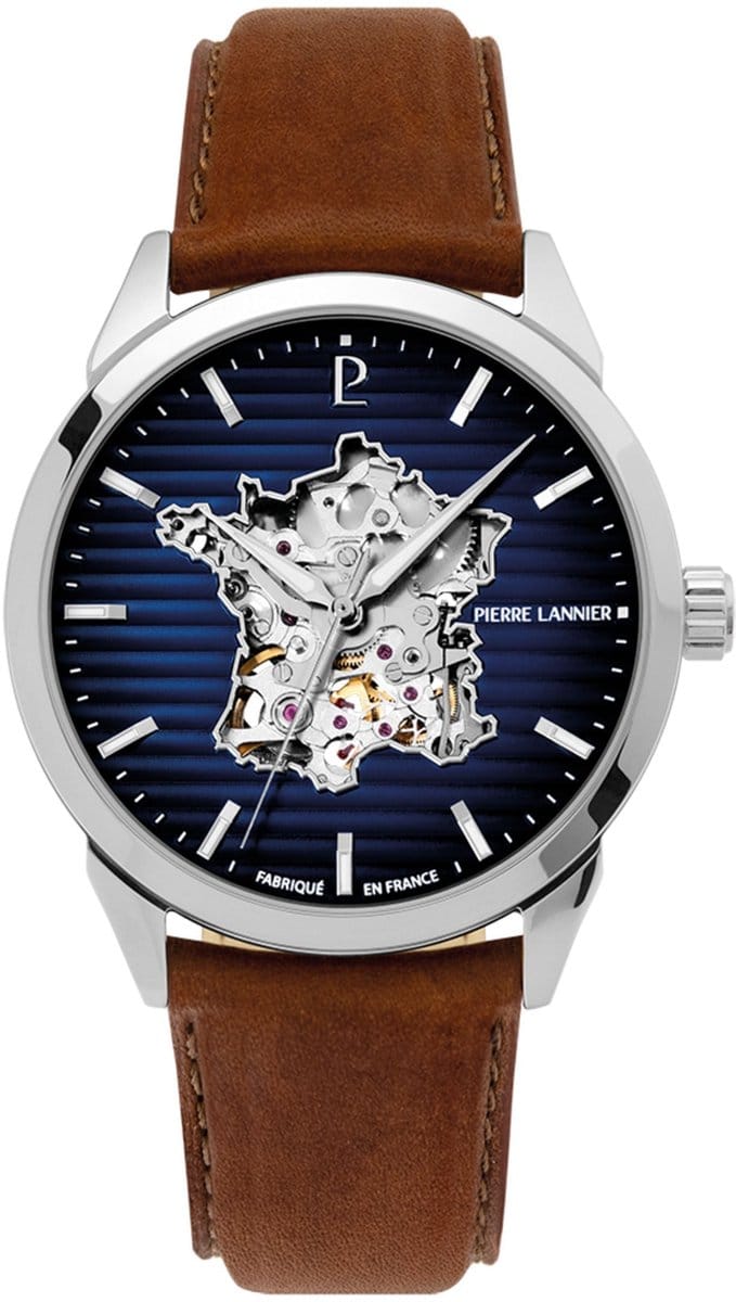 Pierre Lannier 316F164 - Horloge - Leer - Pastelbruin - 43 mm