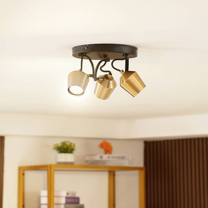 Lindby - buitenspot - 3lichts - IJzer - H: 14.5 cm - GU10 - zwart, goud